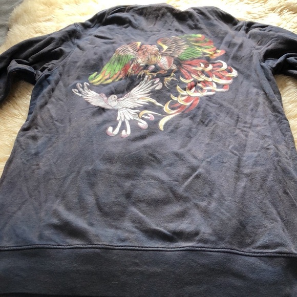 Bleach washed artist zip front hoodie size L - Picture 1 of 9